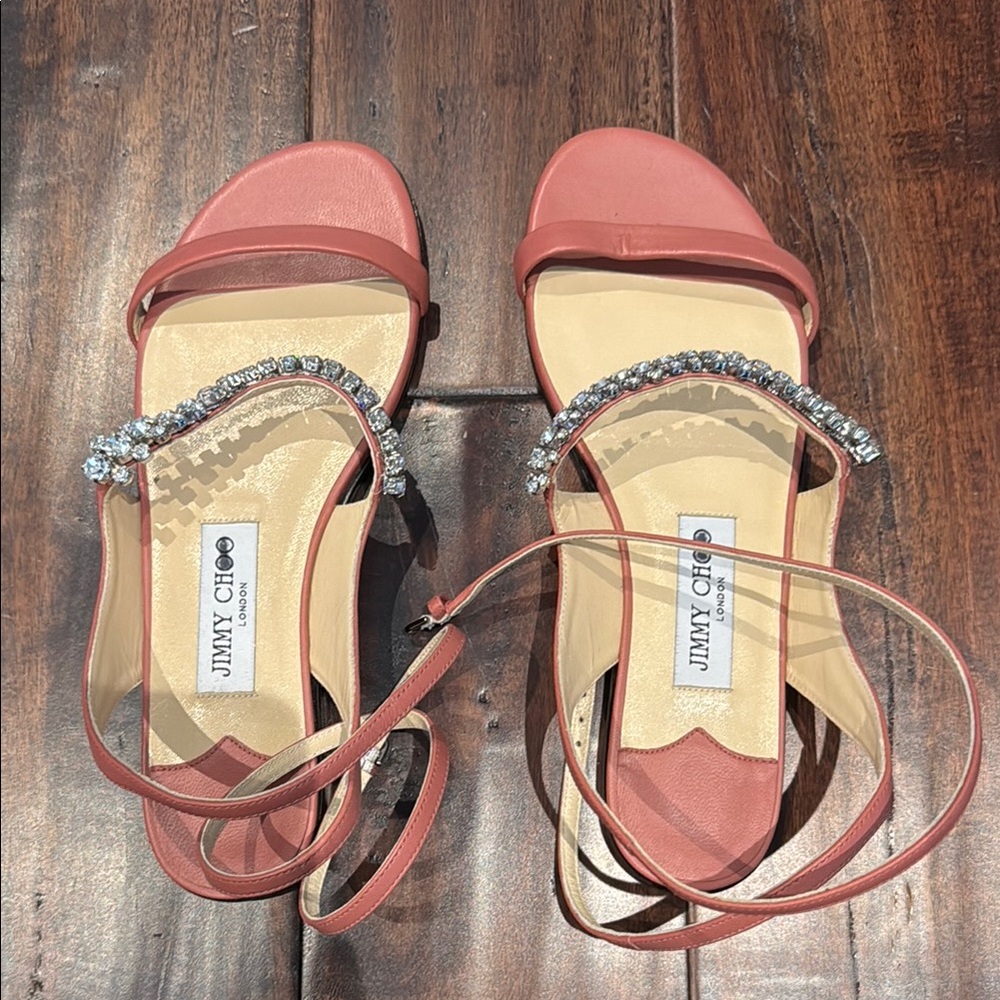 Jimmy Choo Pink Crystal-Embellished Sandals